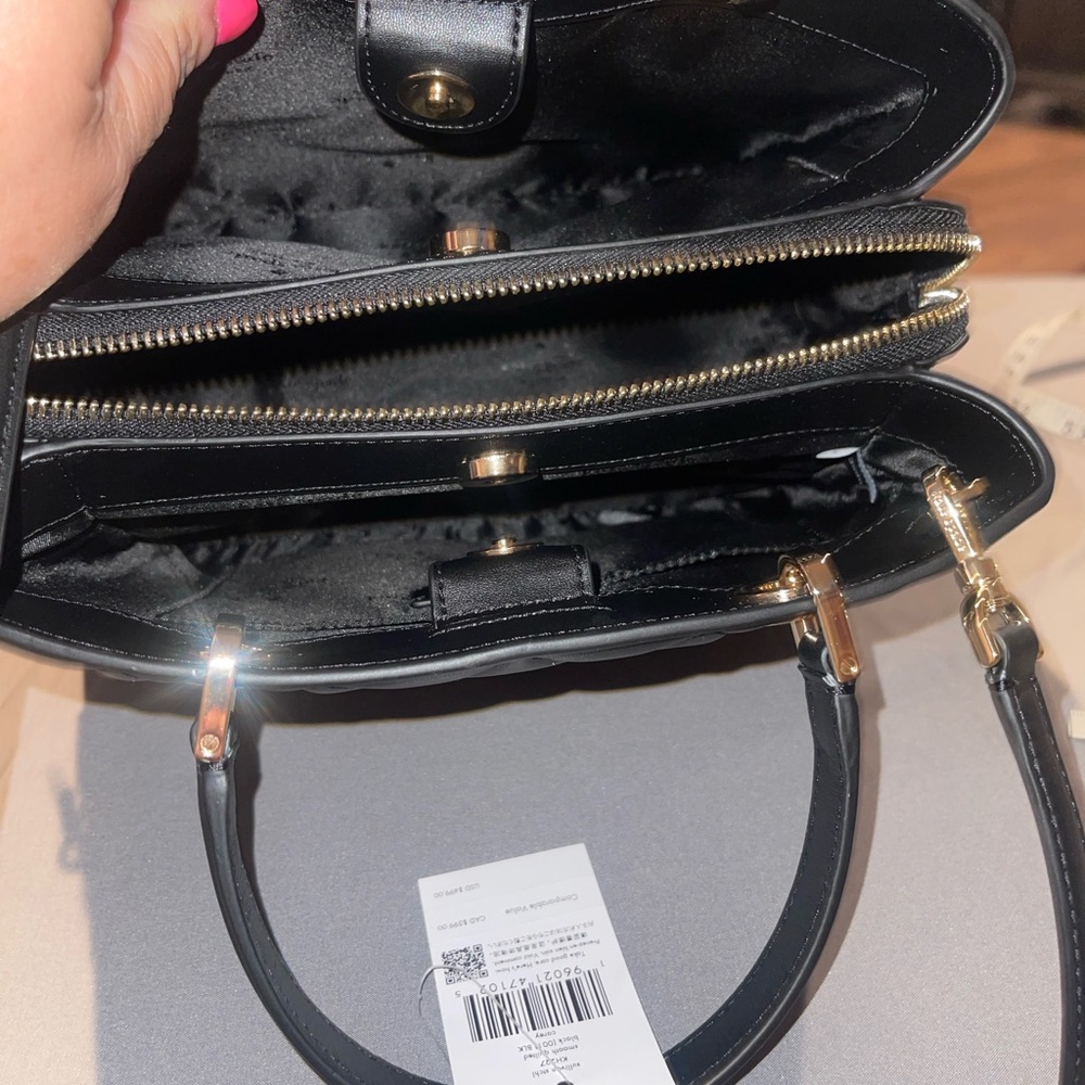 NWT Kate Spade Black Quilted Women's Bag adjustable strap multiple pockets - Picture 10 of 11